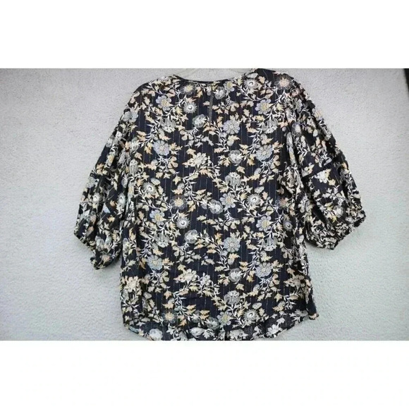 Knox Rose Button Down Blouse-1/2 Balloon Sleeves-Size XL-Gold Metallics - Picture 5 of 7